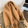Women's Solid Color Mohair Scarf Korean Style High-End Thickened Warm Neck Wrap Autumn Winter Versatile Shawl