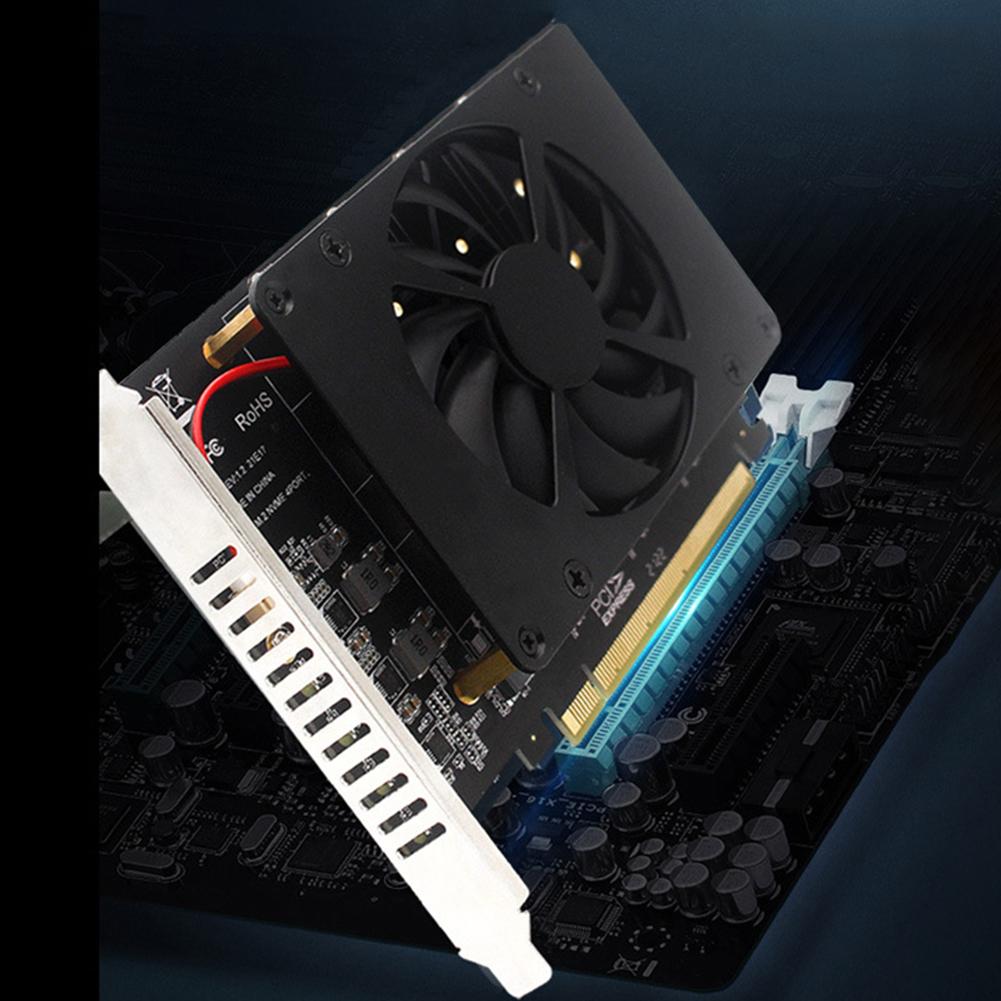 PH44F PCIe 4.0 X16 Switch To 4 Ports M.2 Adapter Card with Heat Sink PCIEX16 NVME M.2 MKEY SSD RAID Array Expansion 4 X 32Gbps