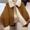 Lapel Fur One-piece Faux Fur Coat for Women Autumn Winter New Warm Thick Lamb Wool Versatile Jacket Top Fashion Outerwear