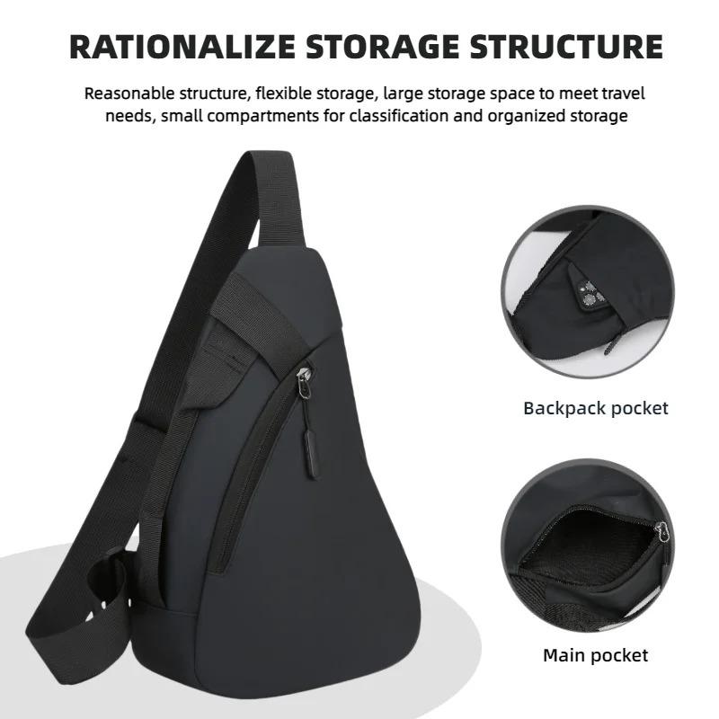 Simple Droplet Shaped Men Chest Bag Solid Color Sports Shoulder Bag Large Capacity Multifunctional Crossbody Bag Unisex