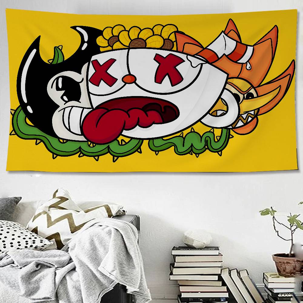 Cuphead Game Chart Tapestry Art Science Fiction Room Home Decor Cheap Hippie Wall Hanging