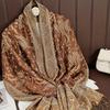 Luxurious Paisley Cotton Blend Scarf – Woven Fall/Winter Shawl, 85% Cotton 15% Polyester, Gentle Wash, Elegant Tasseled Wrap for Women