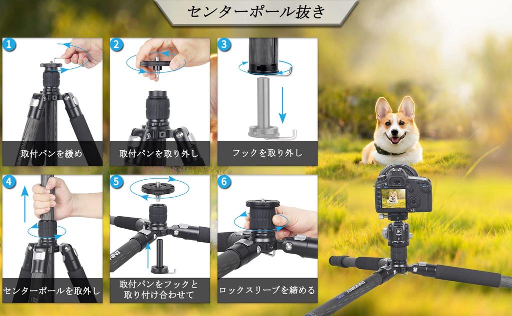 Комплект шаровой головки штатива INNOREL RT85C Carbon, дорожный штатив 184 см, профессиональный гаечный замок, подъемный тип, грузоподъемность 25 кг, четыре ножки-ступеньки