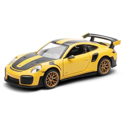 1/32 Porsche 911 GT2 RS Carrera Модель игрушечной машины Литой металл Гоночная миниатюра Инерционный механизм Звук и свет Коллекция Подарок для мальчиков