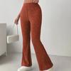 Winter Women's Fashionable Casual Solid Color Knitted Micro Flared High Waisted Pants Slim Fit