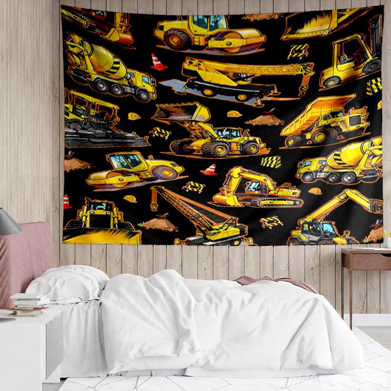 excavator Print Tapestry, Backdrop, Easy Setup, Ideal for Bedroom, Office & Living Room, with Aesthetic Wall Hanging Decor.