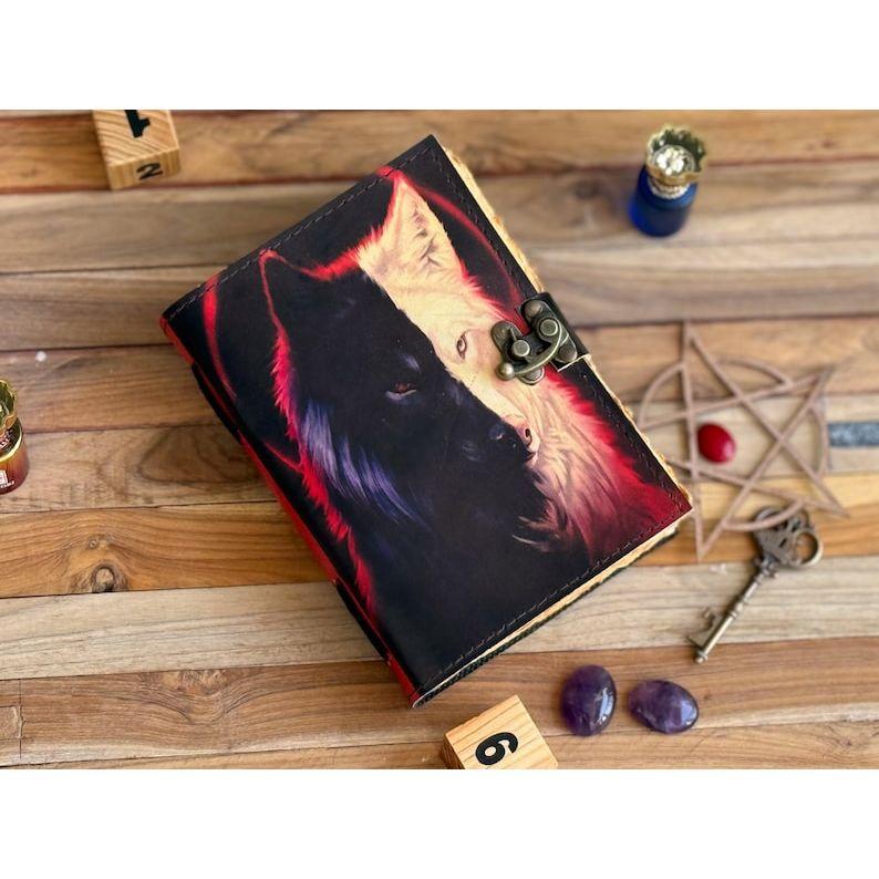 Wolf Embossed Handmade Leather Bound Journal Writing Notebook Diary Notepads for Men & Women Blank Antique Paper Poetry Book Crismas Gift