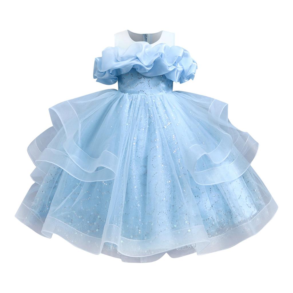 Детские платья, стильные платья принцесс, юбки с пайетками, костюмы для выступлений для детей среднего и старшего возрастаЮбки для девочек