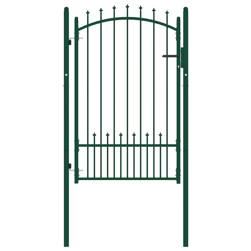 Fence Gate EMMEN with Spikes Steel 104 x 117 cm Green