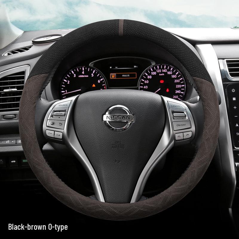 Чехол на руль из замши для Nissan Sylphy, Teana, Qashqai, Sunny, Tiida, X-Trail, Livina (14-е поколение).