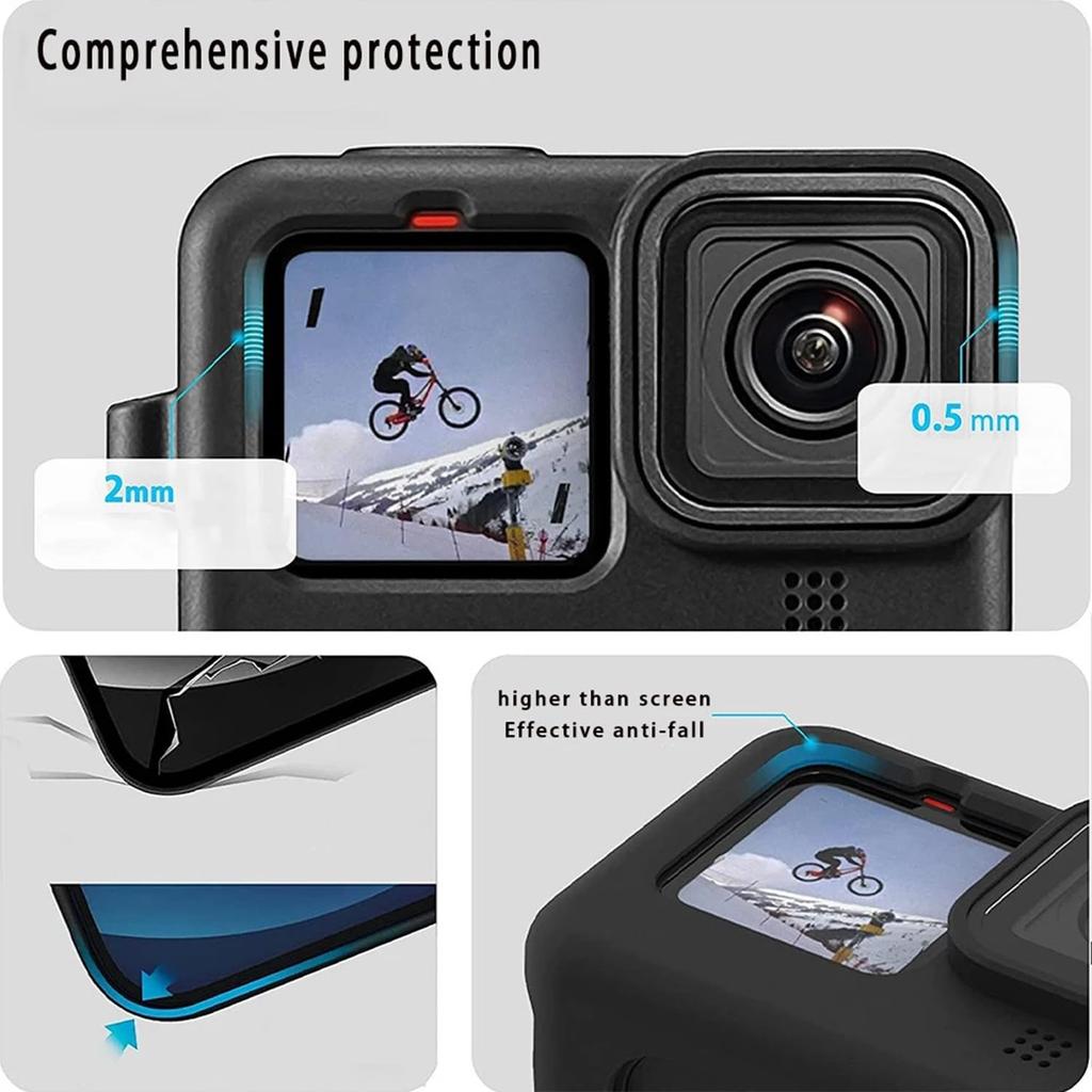 Чехол для камеры GoPro HERO13 Black, 2 пленки для объектива, 2 пленки для дисплея, противоударный чехол для GoPro HERO13, ветрозащитный чехол для мобильного телефона, силиконовый чехол для объектива