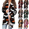 Женский кардиган с длинным рукавом спереди и принтом на Хэллоуин, легкая куртка