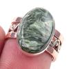 Natural Seraphinite Gemstone Handmade 925 Sterling Silver Two Tone Ring S.7 B1s78