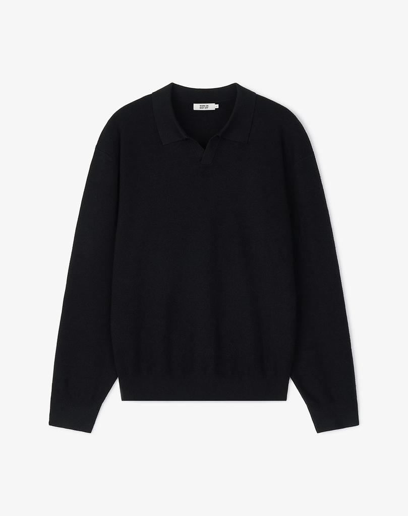 WORK ON BODY OFF Verno Semi-Overfit Collared Knit [Black]