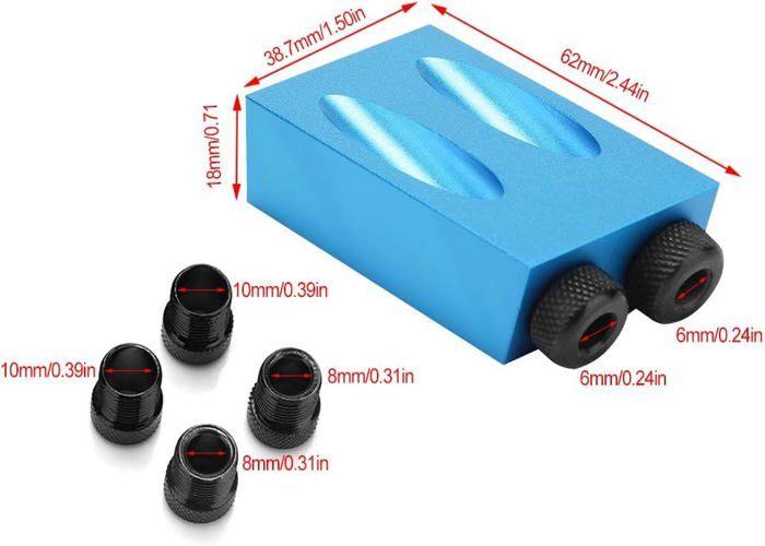 Drilling Guide - OKUMGGYJ - 15° Drilling Kit - 14 Pieces - Aluminum Alloy - Wood Tool