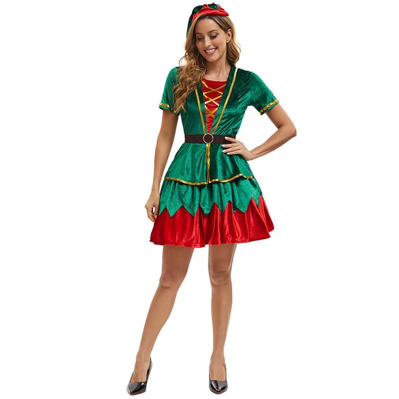 Christmas Green Dress Adult Couple Stage Performance Outfit 18-24 Years M XL