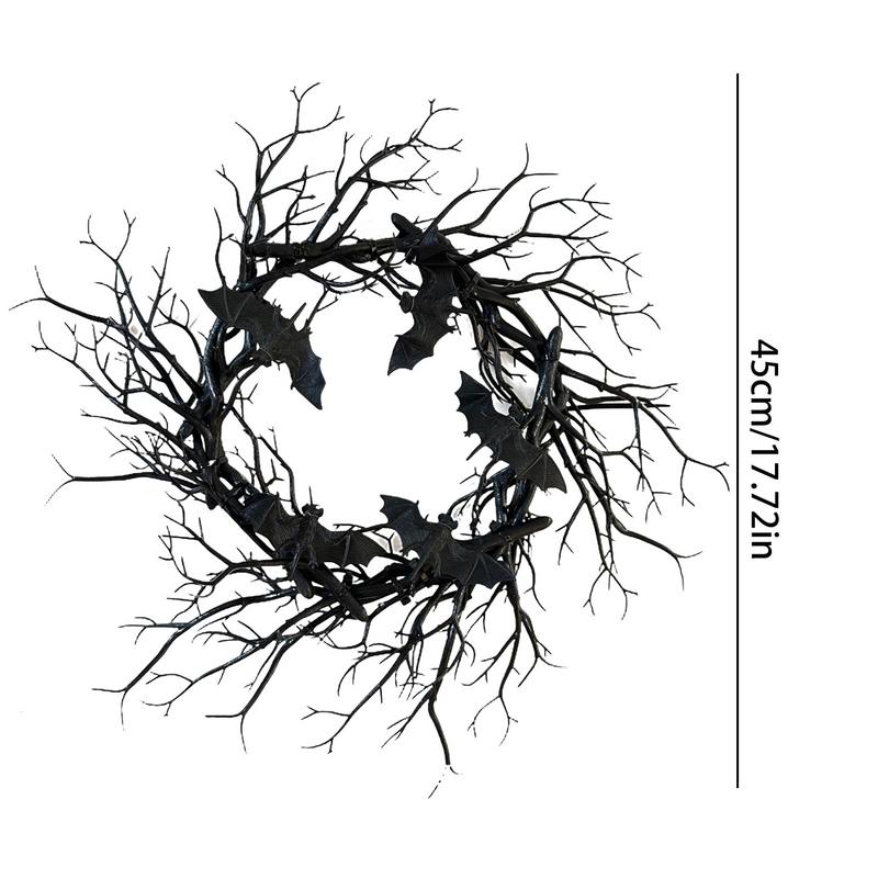Halloween Branch Wreath Artificial Black Twig Wreath Decoration Halloween Party Gothic Branch Props For Wall Window Porch Tree