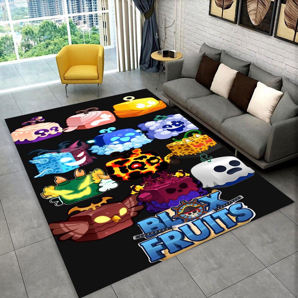3D B-Blox Fruit Cartoon Game Gift Carpet Rug for Living Room Bedroom Home Sofa Decoration,kids Play Non-slip Floor Mat