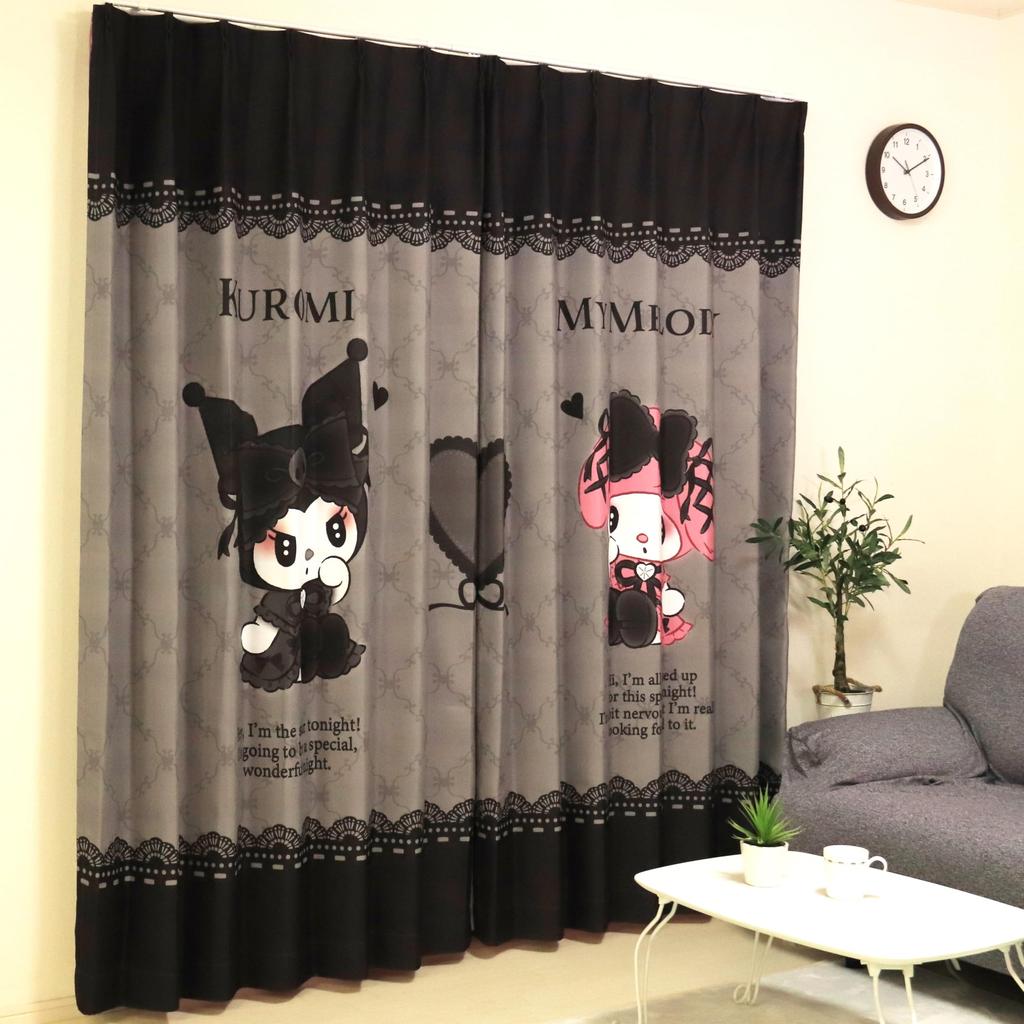 MORIPiLO Затемняющие шторы Sanrio My Melody Kuromi Узор Соединяющаяся Единая Картина Искусство 100 см ширина x 178 см Набор Милых Полуночных Макура но Морисита