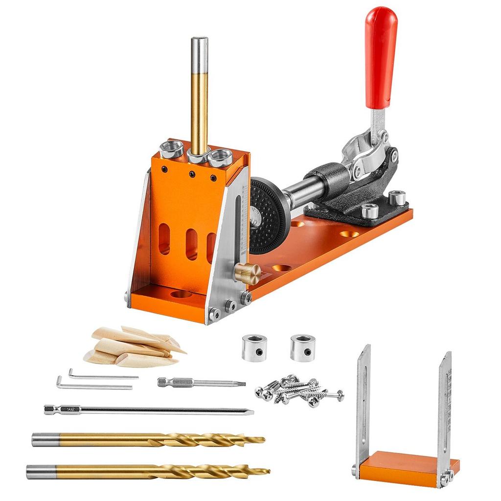 30 Pcs Pocket Hole Jig Kit, Adjustable & Easy to Use Pocket Hole Jig System with Step Drills, Wrenches, Drill Stop Rings, and Square Drive Bits, Dual