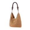 Women Leisure Hollow Out Cotton Rope Handmade Woven Bag Fashionable Flower Pattern Vacation Shoulder Bag Beach Bag