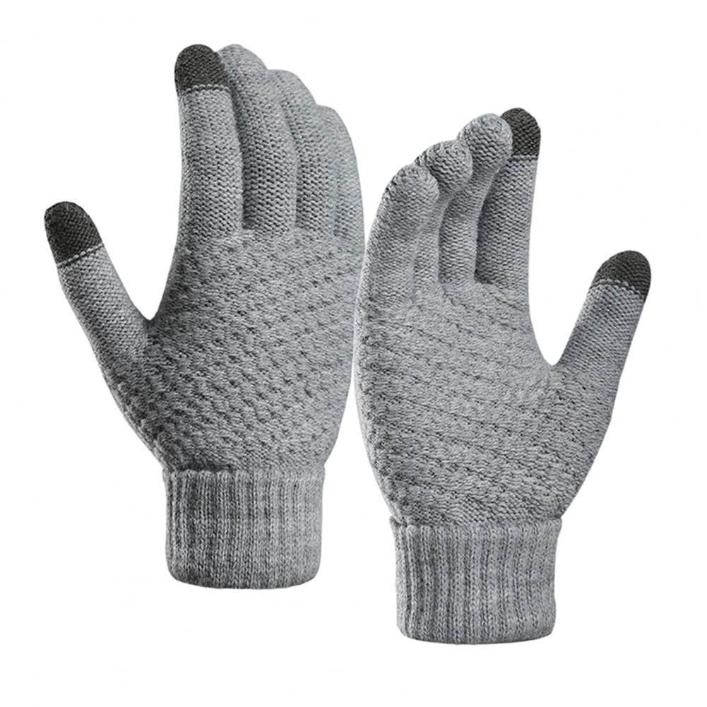 1 Pair Women Men Autumn Winter Knitting Gloves Solid Color Thickened Ribbed Cuffs Ridding Gloves Windproof Gloves