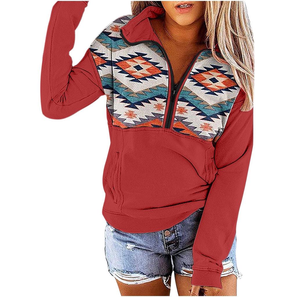 Women's Hooded Printed Sweatshirt Casual Ethnic Printed Long Sleeve Top