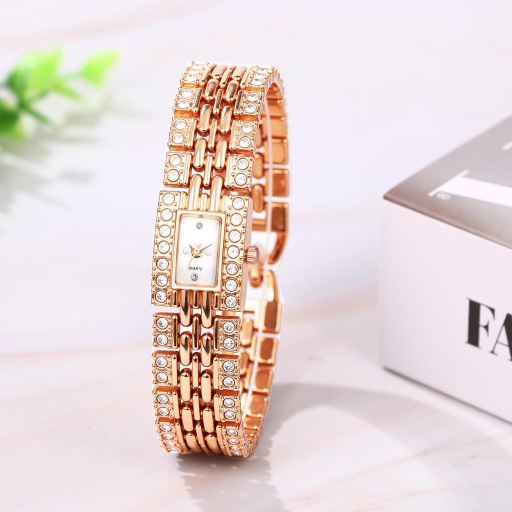 Square Wristwatch with Exquisite Beautiful Fashion Stainless Steel Watch Birthday Pink Women's Rhinestones Accessory, Formal, Business, Gift,