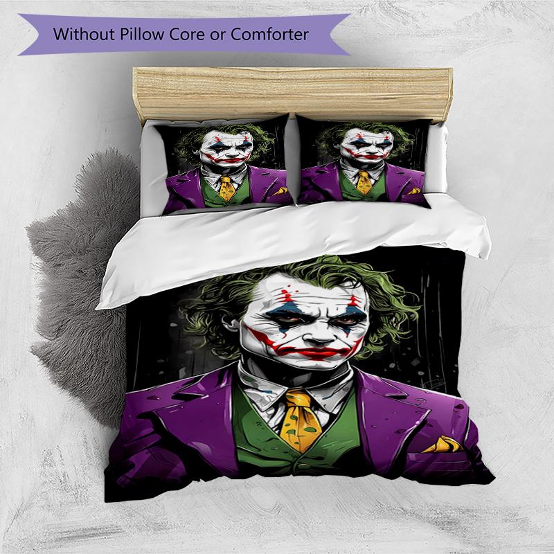 3pcs Joker character pattern bedding set duvet cover set includes duvet cover &pillowcases, perfect all season bedroom decoration & gift