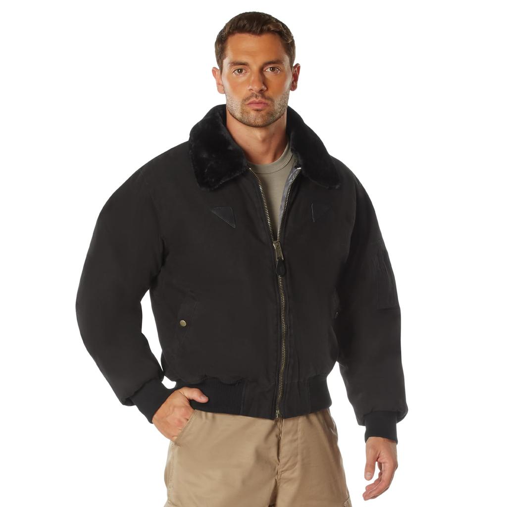 ROTHCO VINTAGE BOMBER JACKET Vintage Flight Size Black B-15A Jacket, M,