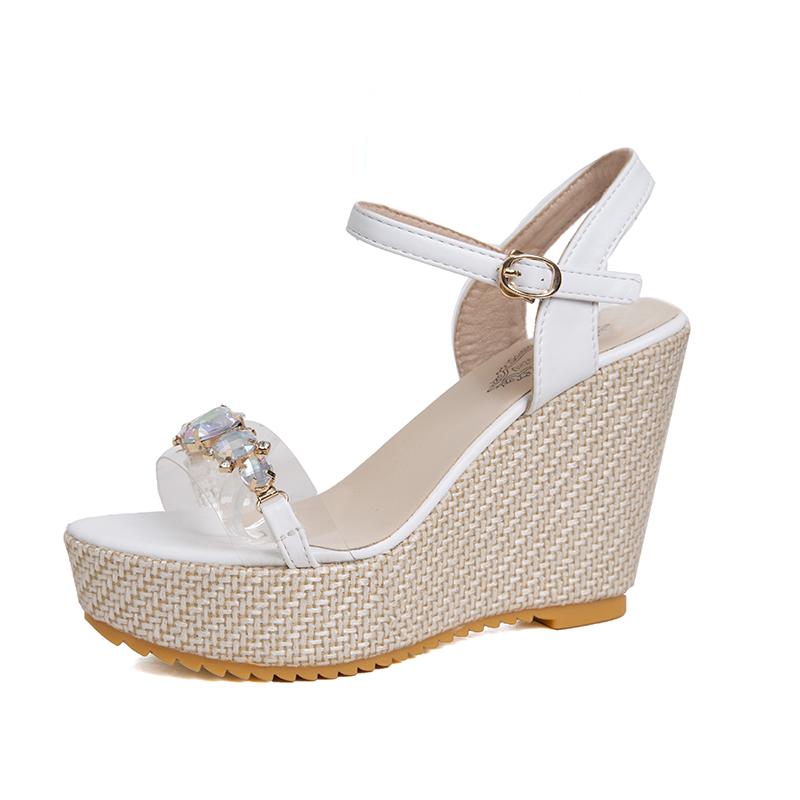 Модные новые элегантные босоножки на толстой подошве с бусинами на высоком каблуке, сексуальные повседневные женские туфли на покатом каблуке, красивая и удобная женская обувь