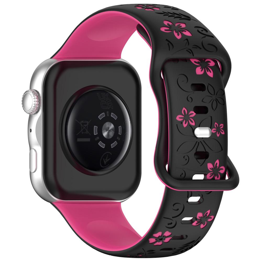 Two‑Color Embossed Floral Silicone Watch Band with Butterfly Clasp for Huawei Watch Fit 3 / 4 / 5 / 4 Pro / 5 Pro