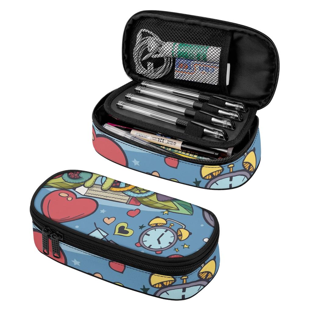 Pencil Bag Roomy Interior 300D Polyester Zipper Closure with Main Compartment Mesh Pocket and Pen Slots for College and School Use