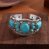 New Retro Bohemian Natural Turquoise Cuff Bracelet Ethnic Style Vacation Casual Travel Accessories For Women Boho Exquisite Accessories