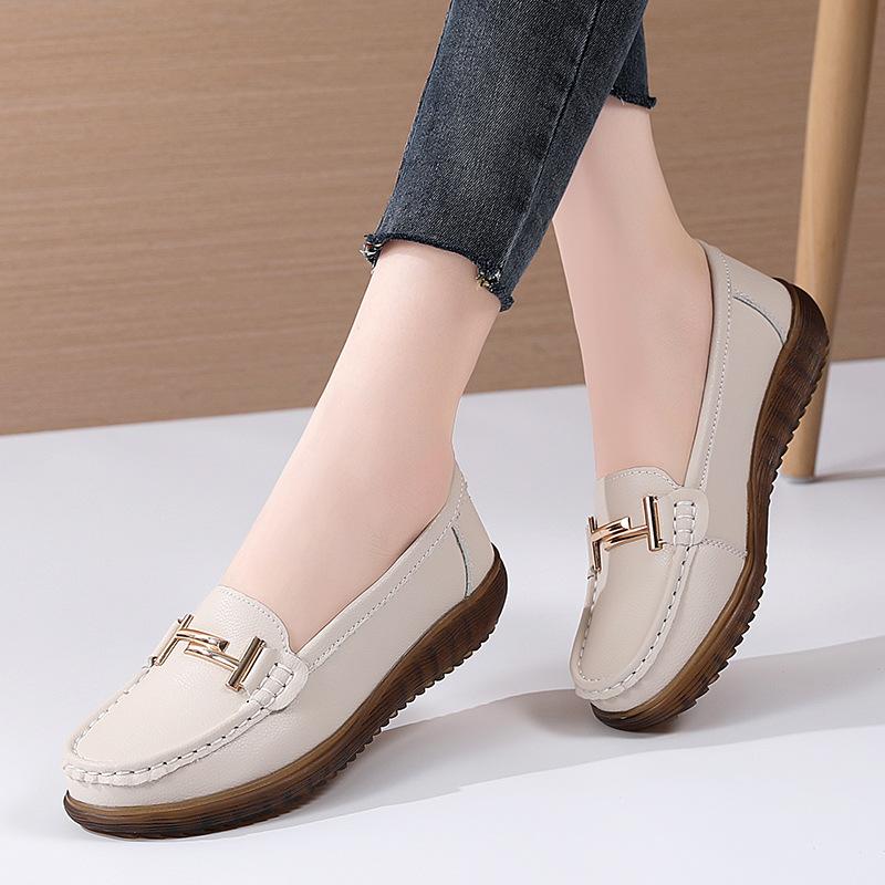 2025 Spring New Women's Loafers Genuine Leather Round Toe Comfort Ballet Flat Shoes Autumn Slip On Casual Sneakers Zapatos Mujer