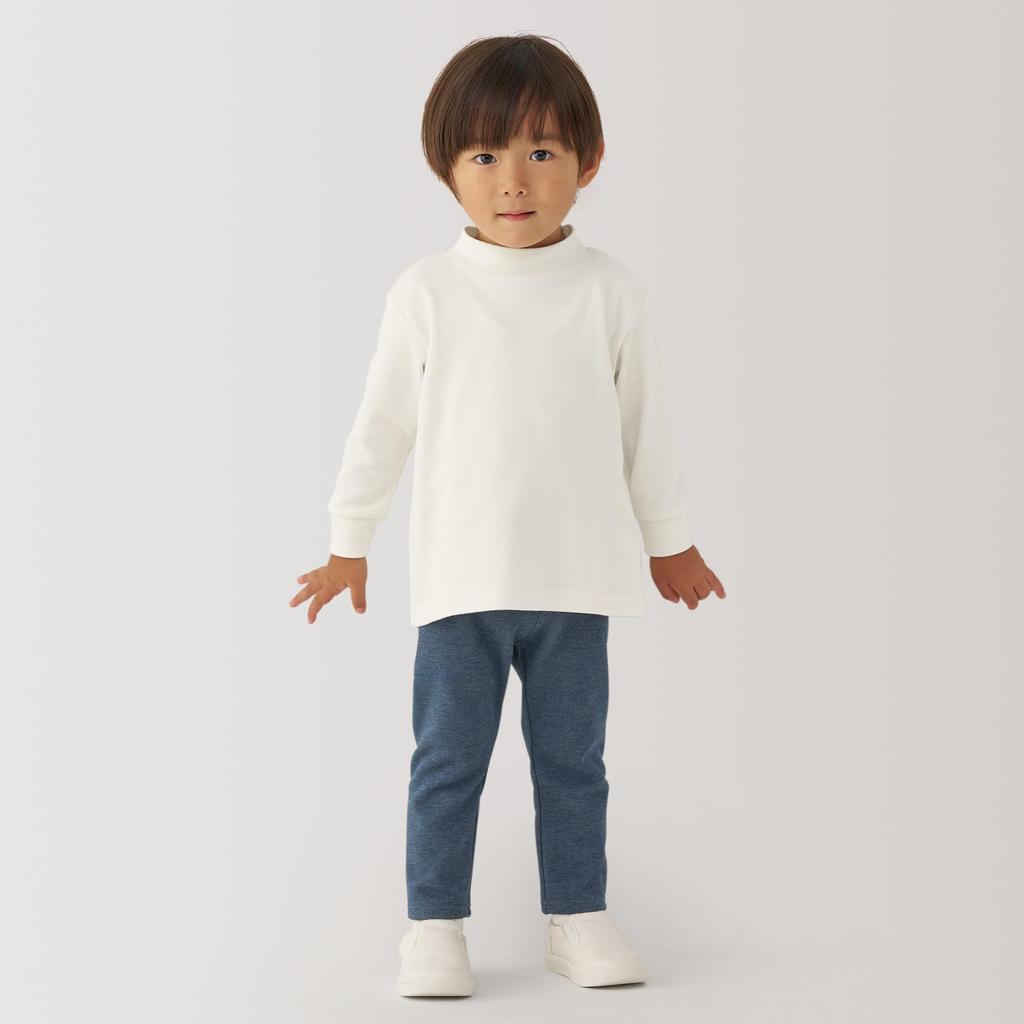 MUJI Футболка Baby Brushed Smooth Knit High Neck Long Sleeve Unisex Baby CC23TA4A Smoky Blue Baby 80