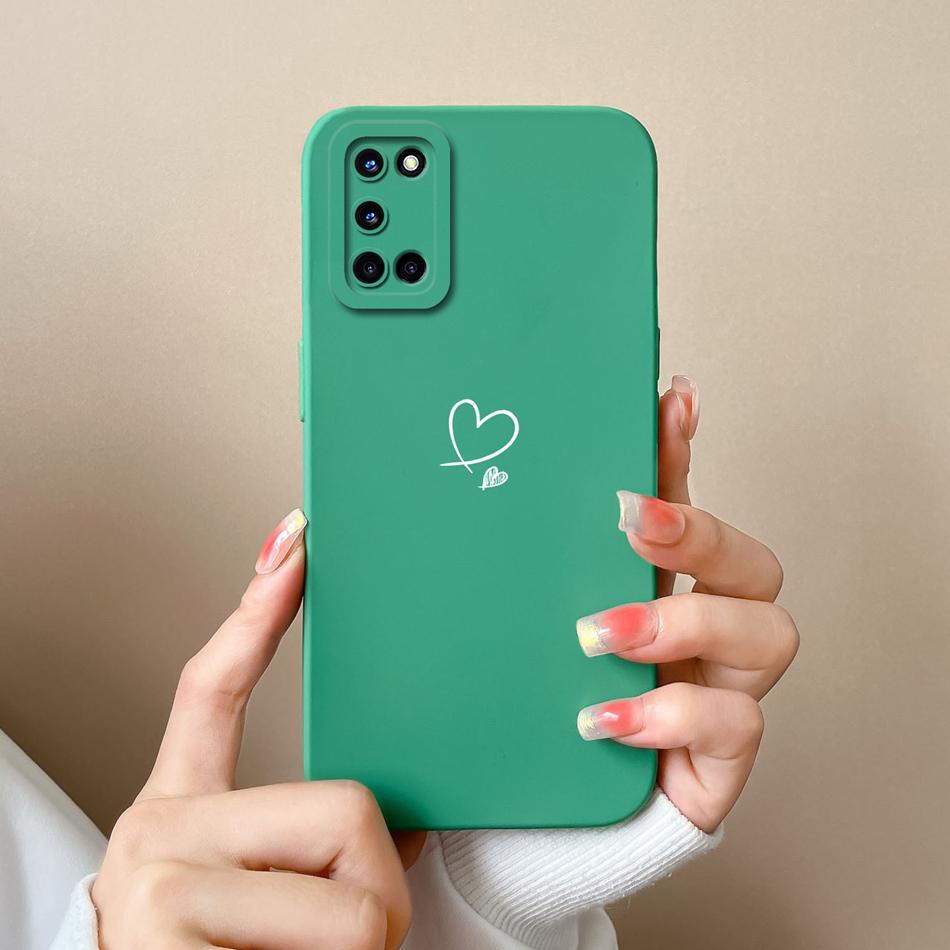 For Oppo A52 A72 A92 Case Butterfly Heart Simple Back Cover Soft Liquid Silicone Funda Camera Protection Anti Drop Phone Housing