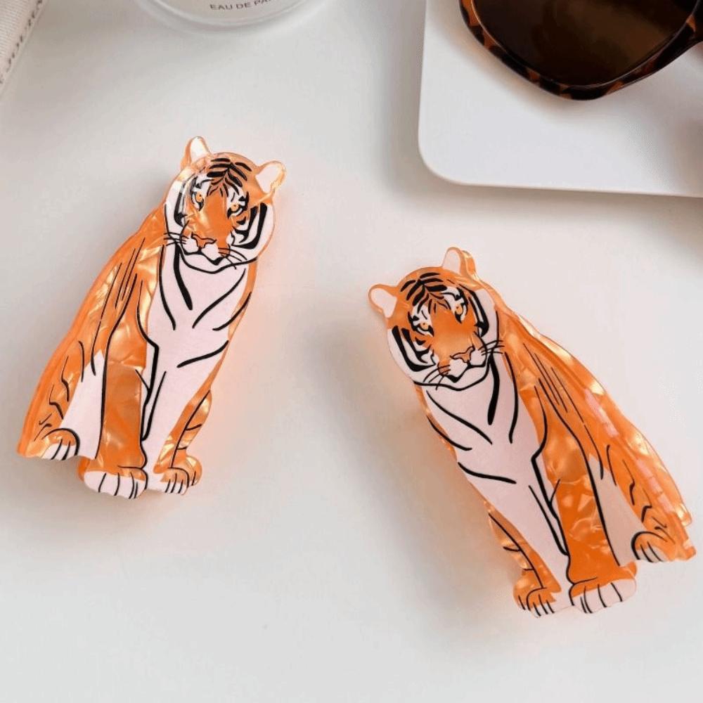 PC Tiger Hair Claw Acrylic Large Shark Clip Creative Animal Shaped Hair Clip Streetwear