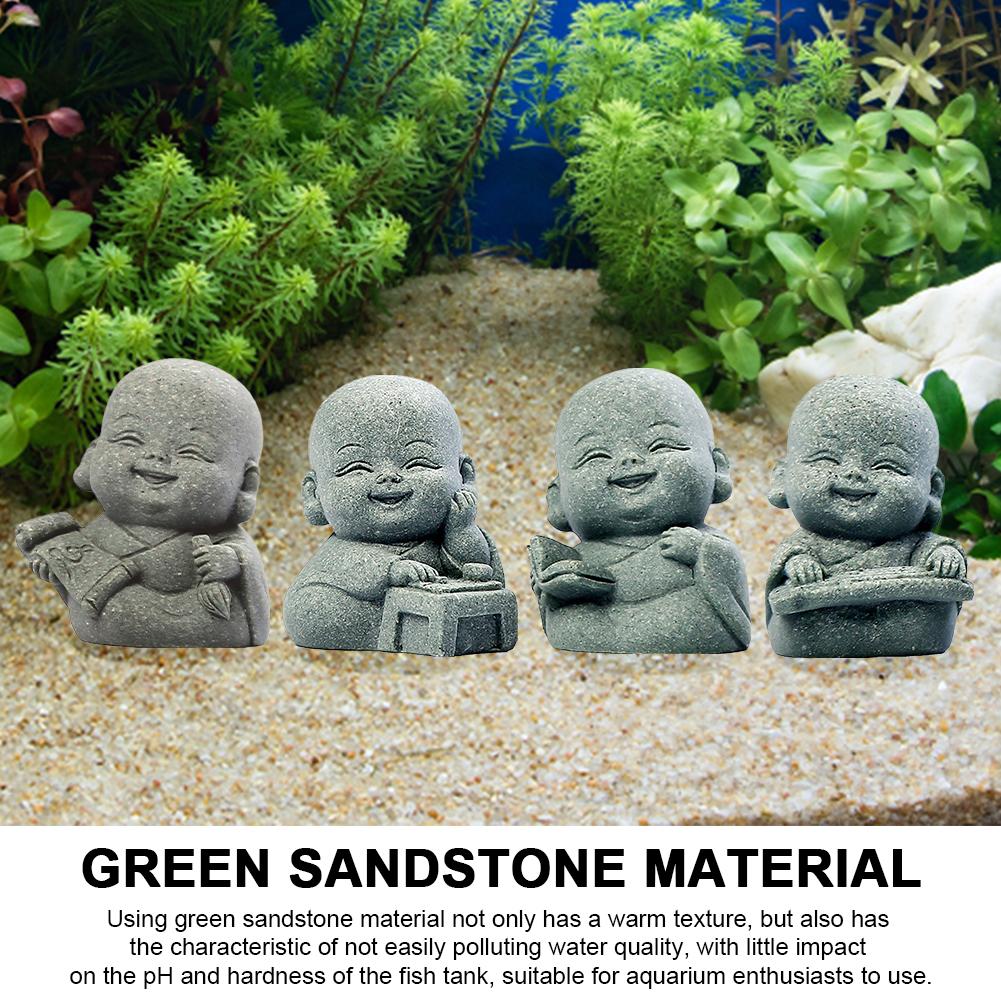 4 шт. Маленькая фигурка монаха, милая мини-статуэтка монаха, милая кукла Будды для домашнего офиса, автомобиля, аквариума, декора
