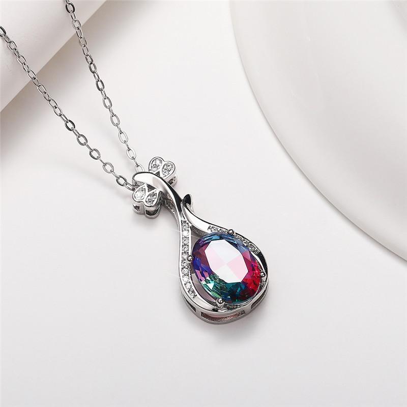 Новое изысканное ожерелье в форме пипа, овальное циркониевое ожерелье с 4 когтями, дизайн свадебного ожерелья, романтические ювелирные изделия из камня