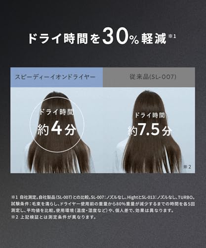 SALONIA Speedy Ion Hair Dryer, High Airflow, Fast Drying, Lightweight, Negative Ion Hair Dryer SL-013AGR, Gray [Amazon.co.jp Exclusive]