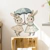 Cartoon-painted Little Rabbits Holding Umbrellas Bedroom Living Room Entrance Hall Home Beautification and Decoration Wall Stickers