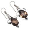 Smoky Quartz Gemstone Handmade Gift For Her Silver Jewelry Earrings 1.5"
