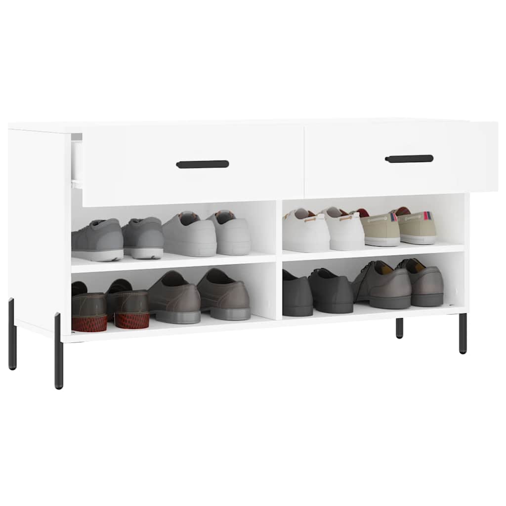 Shoe Bench White 102 x 35 x 55 cm Particleboard