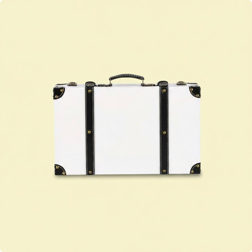Suitcase-Shaped Storage Box Textured Finish Vintage Suitcase Box Reinforced Corners Rivet Accent
