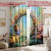 2D flat printing 2pcs Curtain Enchanted Garden Arch Flowers Butterflies Digital Printed Polyester Drapes Family Party for Indoor
