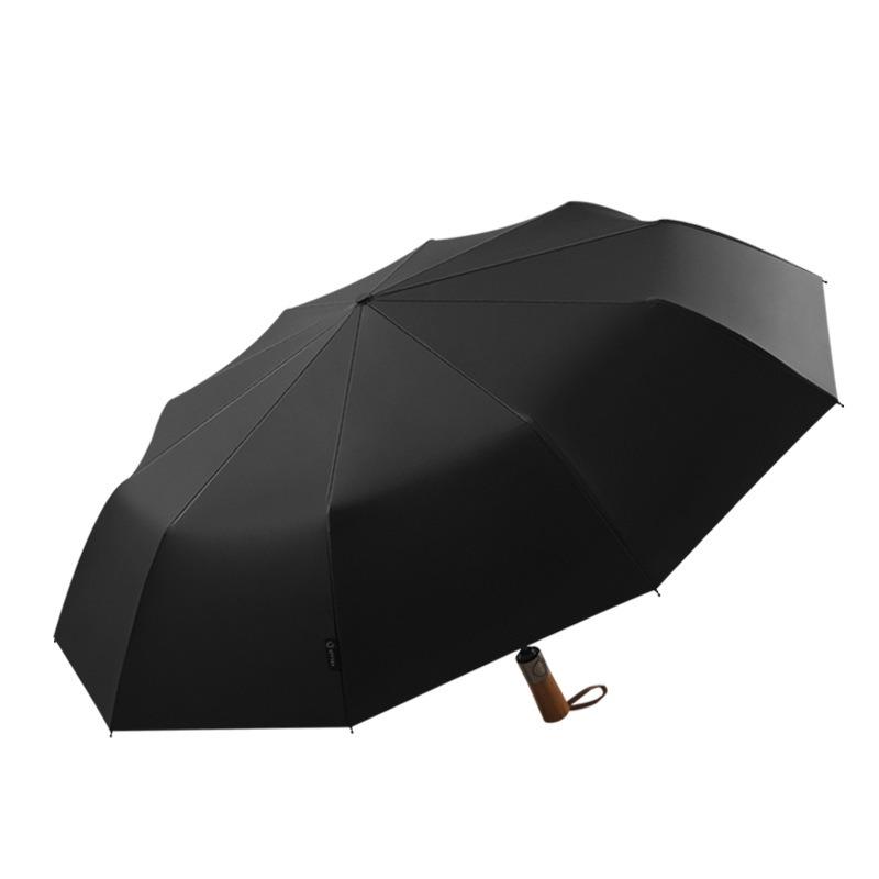 Новый 10-спицевый трехсекционный автоматический зонт высокого класса в подарочной коробке класса люкс с виниловым покрытием и ручкой из грецкого ореха