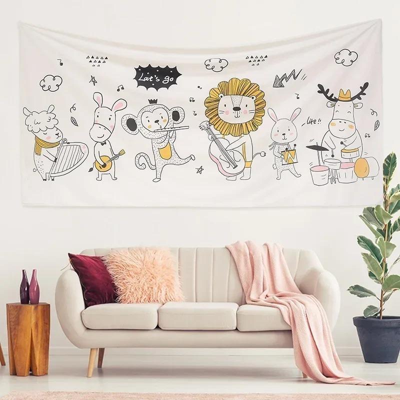 Простой декоративный гобелен с маленькими животными, домашний настенный декоративный гобелен для гостиной, офиса