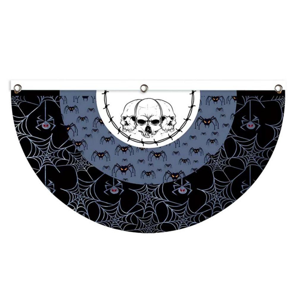 Polyester Halloween Fan Flag Decorative Ghost Pumpkin Bunting Flag Indoor