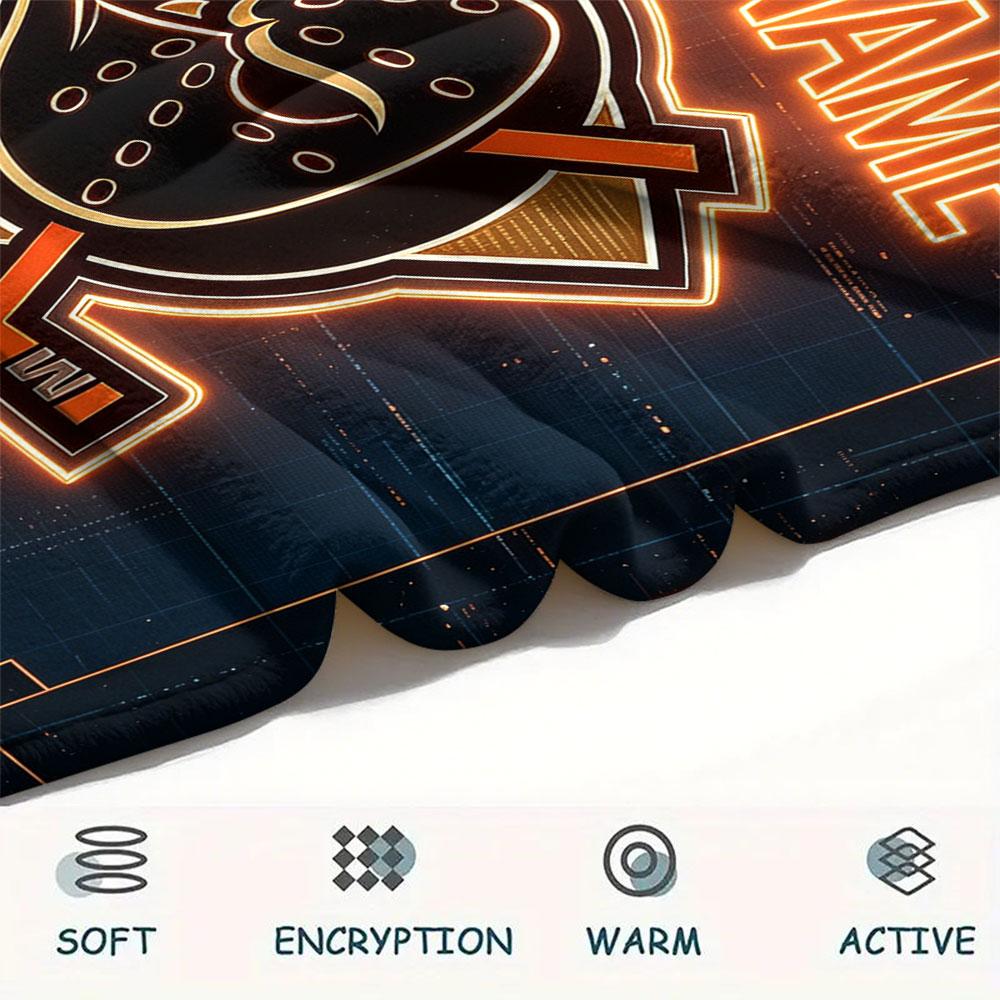 Custom Name,Anaheim Ducks Printed Flannel Blanket, soft throw for bedroom sofa, washable, Christmas present, great gift.